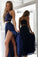 Sexy Two Piece Prom Dresses V Neck A-line Lace Long Slit Sexy Prom Dresses WK532