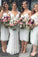 Short Sheath Sleeveless Spaghetti Straps Ivory Ankle Length Lace Bridesmaid Dresses WK965