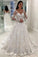 Unique Appliques V-Neck A-Line Long Sleeves Wedding Dress V Back Bridal Dresses WK474