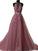 A Line Halter Lace Appliqued See-through Long Beads Lace up Tulle Backless Prom Dresses WK632