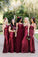 Vintage Burgundy Sequins Backless Long Prom Dresses Bridesmaid Dresses WK420
