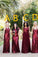 Vintage Burgundy Sequins Backless Long Prom Dresses Bridesmaid Dresses WK420