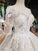 Lace Half Sleeve Round Neck Ball Gown Wedding Dresses Fashion Beads Wedding Gown WK775
