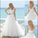 2024 Simple White V-Neck Sleeveless Tulle Lace Beads Floor-Length Wedding Dress WK752