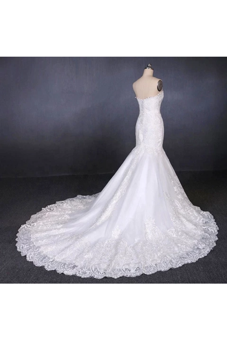 Mermaid Sweetheart Long Lace Bridal Dresses, Strapless Mermaid Wedding Dress