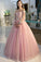 A Line Long Sleeve Pearl Pink Ball Gown Off the Shoulder Long Floral Fairy Prom Dresses uk PW261