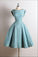 Cute Vintage Scoop A-Line Sleeveless Knee-Length Lace Blue Homecoming Dresses WK794