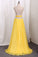 New Arrival Prom Dresses A Line Tulle Scoop With Ruffles And Slit