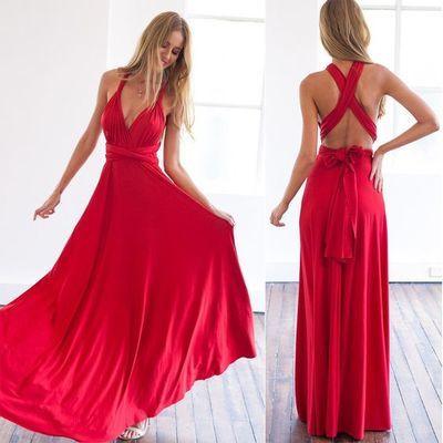 Backless Prom Dresses Sexy Open Backs Red Evening Dress Long Prom Dresses WK537