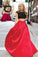 Charming Red And Black Two Pieces Lace Floor Length Prom Dresses Evening Dresses WK136