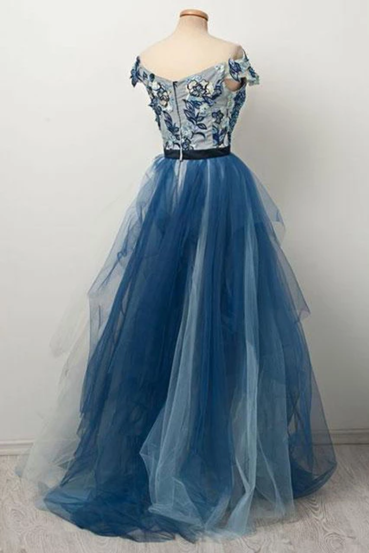 Gorgeous Off The Shoulder Gradient Prom Dress With Appliques/Mesh