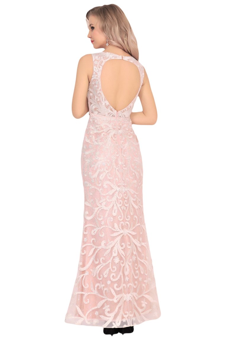 Sexy Open Back Scoop Prom Dresses Mermaid Lace With Beading