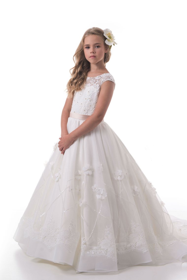 New Arrival Flower Girl Dresses A Line Scoop With Applique And Beads Organza
