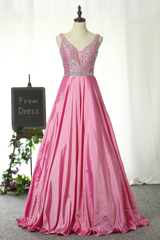 Gorgeous A Line Straps With Beadings Prom Dresses