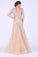 New Arrival Prom Dresses V Neck 3/4 Length Sleeves Organza With Beads