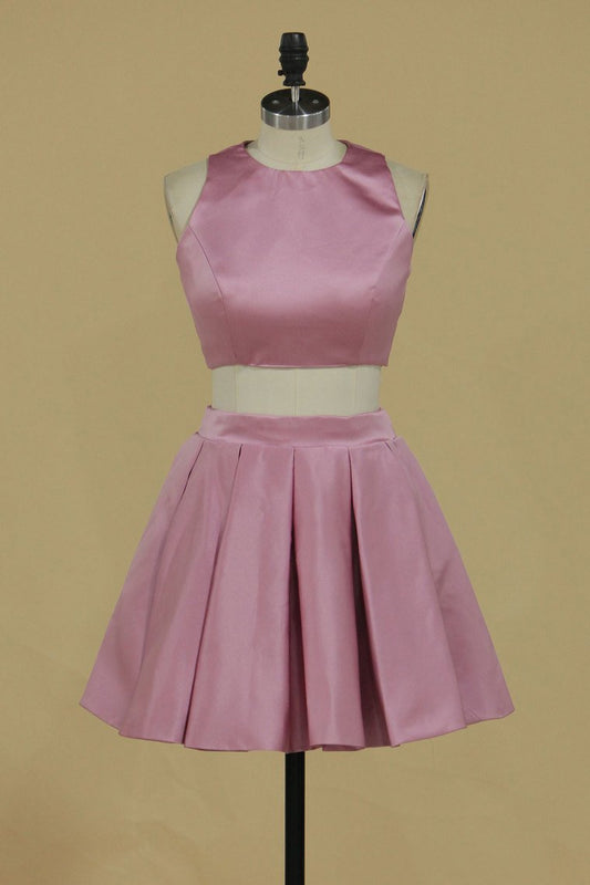 Two-Piece Homecoming Dresses Cross Back Satin
