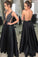 Prom Dress V Neck Satin With Beads And Sequins Open Back