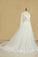 2024 A Line Long Sleeves Wedding Dresses Tulle With Applique And Sash Sweep Train