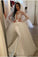 Mermaid Scoop Long Sleeves Stretch Satin Wedding Dresses With Tulle Detachable Train
