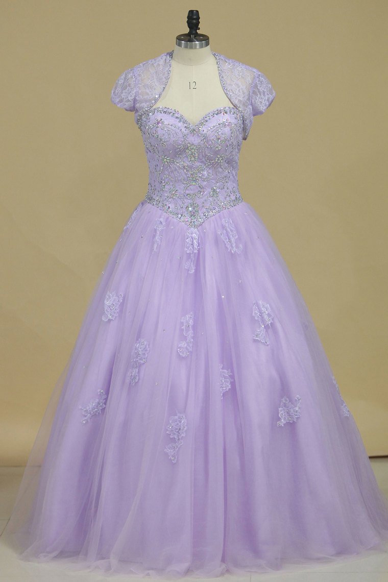 Quinceanera Dresses Sweetheart Tulle With Beads And Jacket