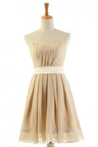 Latest A-line Strapless Knee-Length Chiffon Bridesmaid Dresses WK479