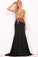Scoop Mermaid Spandex Prom Dresses With Beads&Appliques Sweep Train
