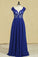 V Neck Prom Dresses Cap Sleeves Chiffon With Applique Open Back