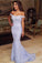 Stylish Off The Shoulder Prom Dresses Mermaid Tulle With Applique And Beadings
