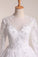Long Sleeves Scoop Wedding Dresses A Line With Applique And Beads Tulle