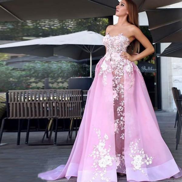 New Style A-Line Sweetheart Straps Pink Tulle Prom Dresses with Lace Appliques WK378