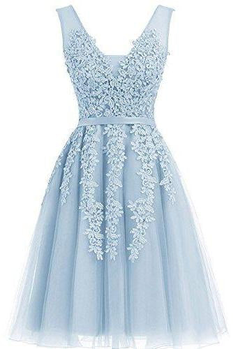 Short Dusty Rose Homecoming Dresses Lace Beads Tulle Appliqued Princess Hoco Dress WK729
