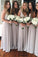 A Line V Neck Chiffon Sleeveless Gray Formal Cheap Prom Bridesmaid Dresses WK669