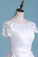 New Arrival Scoop Wedding Dresses A Line Short Sleeves Court Train Satin