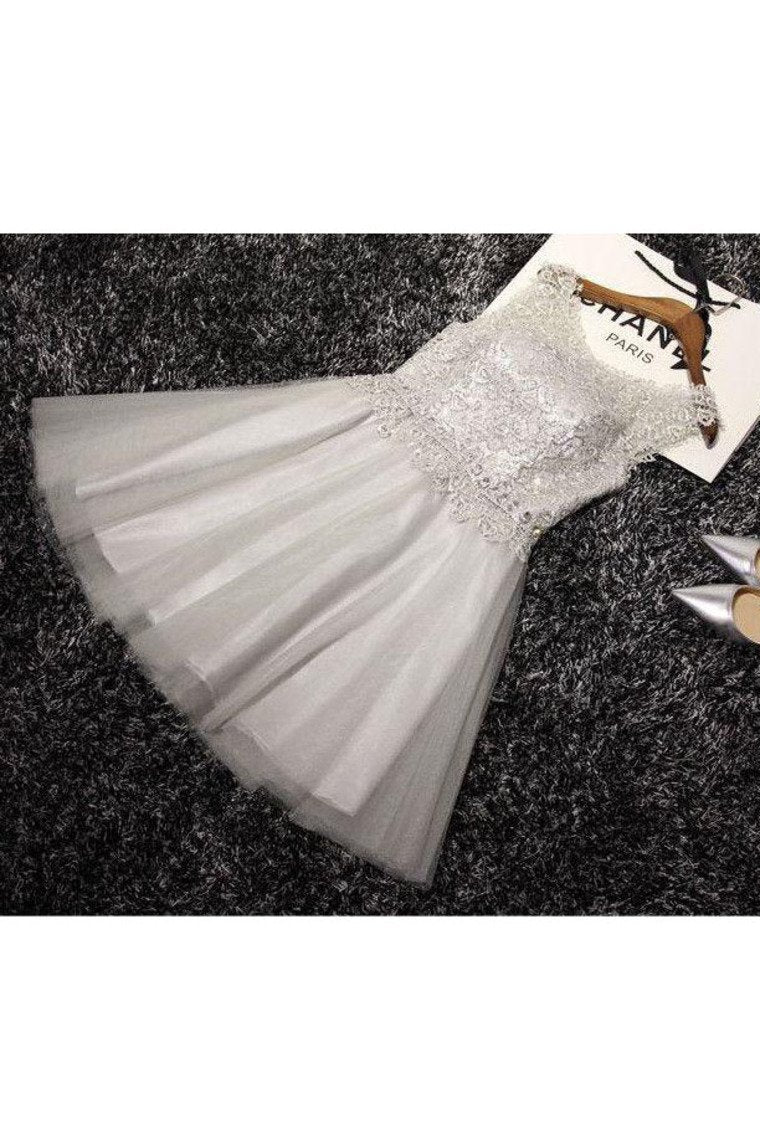 New Arrival Scoop Tulle & Lace Homecoming Dresses With Sash A Line