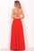 Chiffon Scoop Prom Dresses A Line With Beads&Rhinestones Chiffon Floor Length