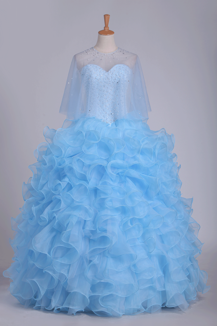 Ball Gown Quinceanera Dresses Sweetheart Beaded Bodice Organza