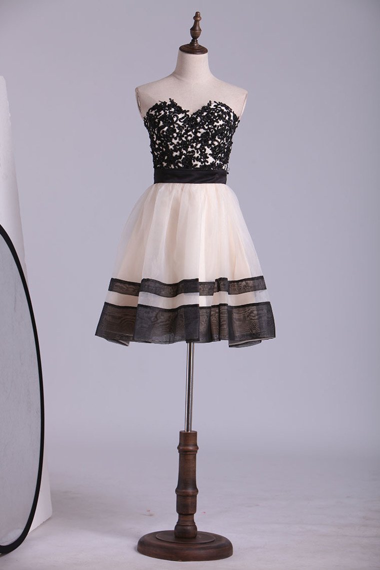 New Arrival Dresses Sweetheart A Line/Princess Mini Bicolor Organza&Lace High Quality