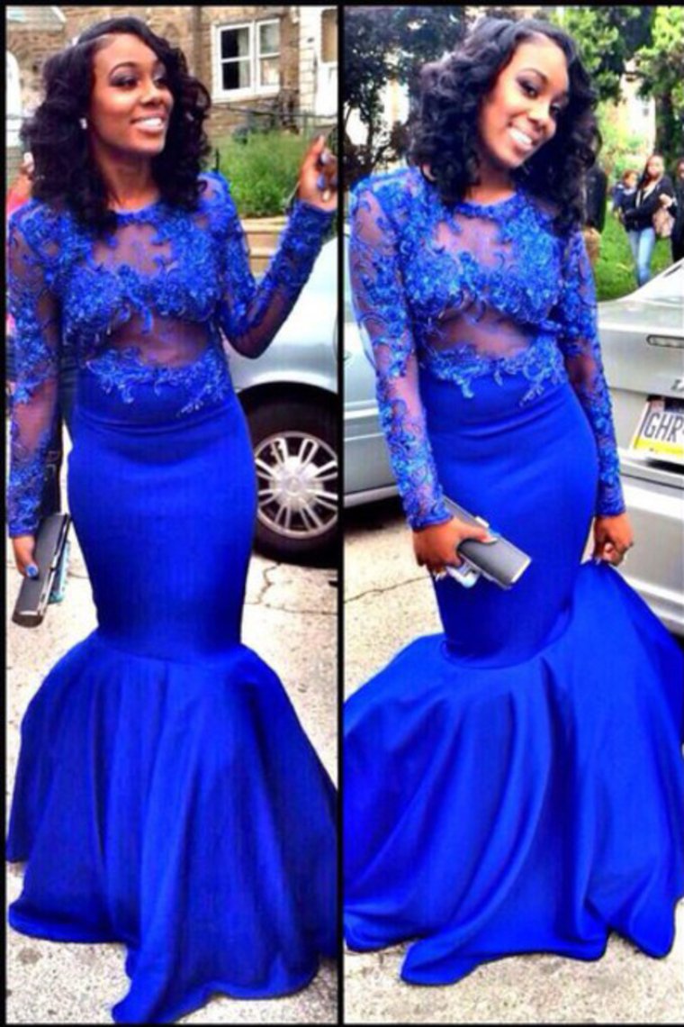 Long Sleeves Prom Dresses Mermaid/Trumpet With Applique