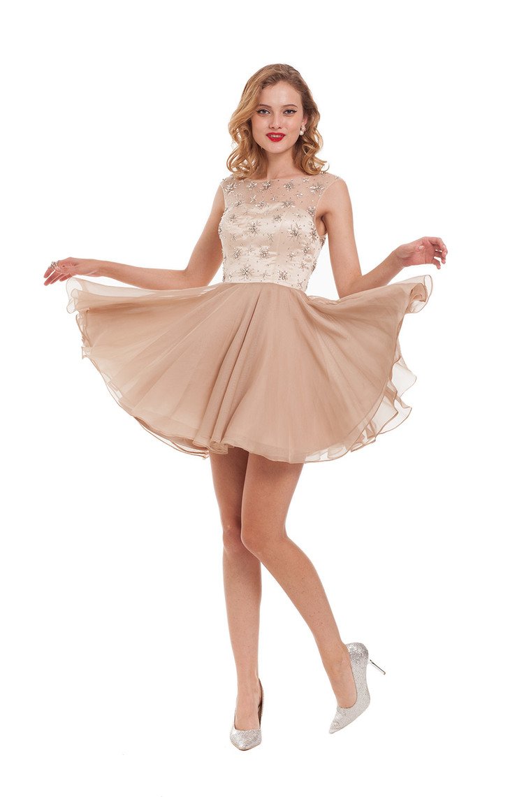 2024 A Line Homecoming Dresses Scoop Chiffon With Beading