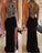 Black Open Back Halter Sleeveless Beads Mermaid Side Slit Cheap Prom Dresss BD514