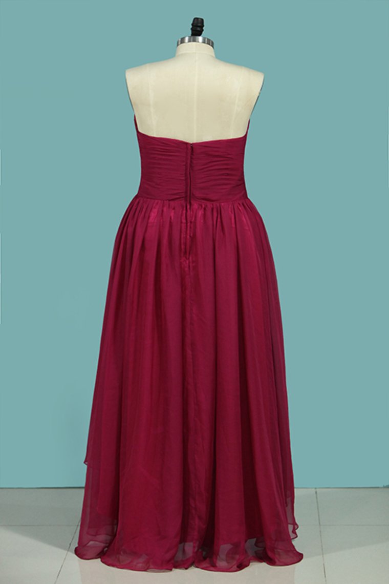 Sweetheart Ruched Bodice Bridesmaid Dresses A Line Asymmetrical
