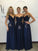 Unique Long Wedding Bridesmaid Dresses Blue A-Line Dresses for Bridesmaids WK611