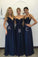 Unique Long Wedding Bridesmaid Dresses Blue A-Line Dresses for Bridesmaids WK611