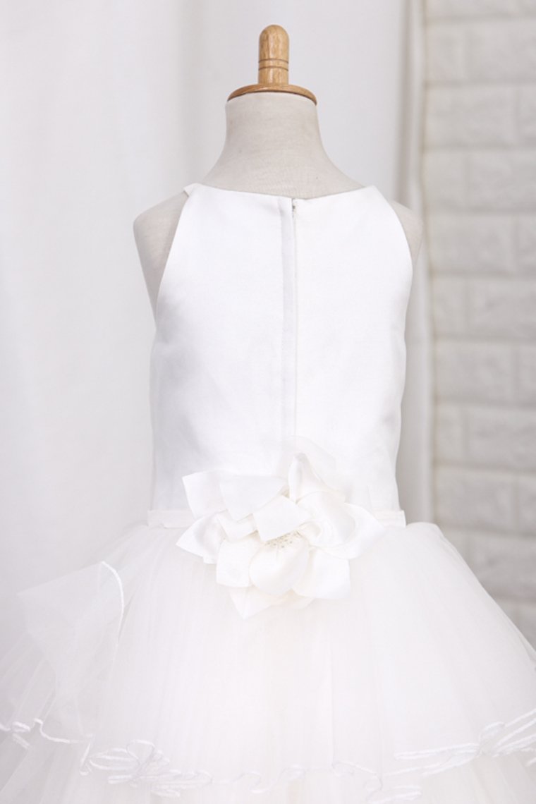 Tulle With Ruffles And Handmade Flower A Line Flower Girl Dresses