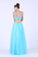 Two-Piece Scoop A Line Prom Dresses With Beading Tulle