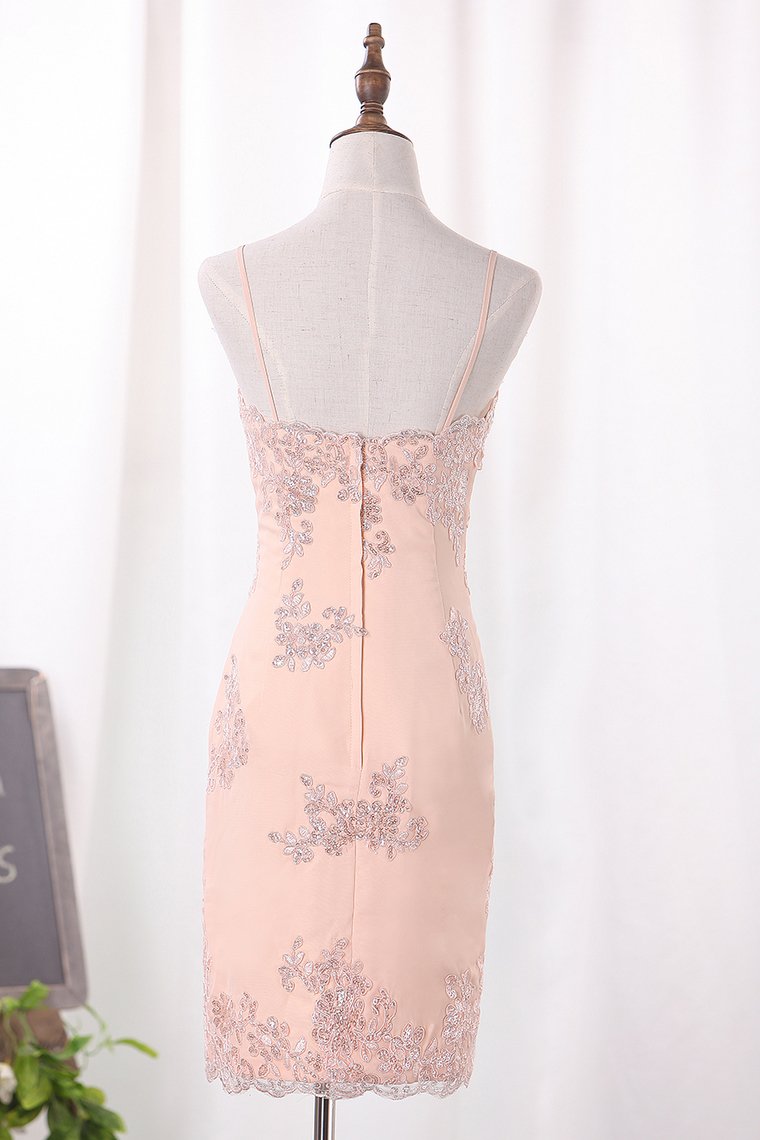 New Arrival Spaghetti Straps Homecoming Dresses Chiffon With Sequins Appliques Short/Mini