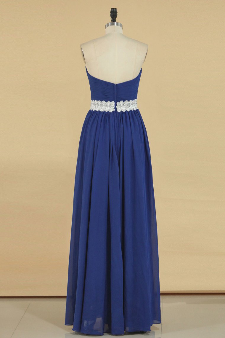 Prom Dresses Sweetheart A Line Chiffon With Beads And Ruffles