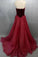Charming V-Neck A-Line Organza Backless Strapless Noble Long Red Fashion Prom Dresses WK44