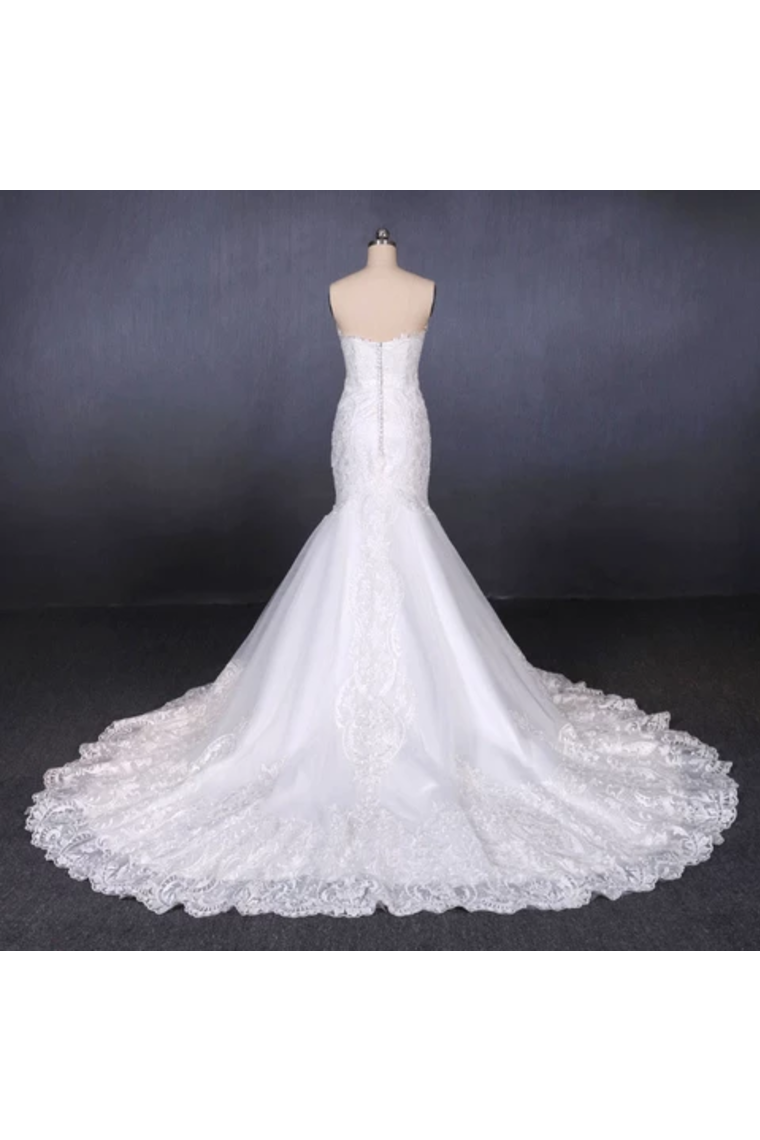 Mermaid Sweetheart Long Lace Bridal Dresses, Strapless Mermaid Wedding Dress