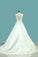 Wedding Dresses Deep V Back Scoop Satin With Applique Chapel Train